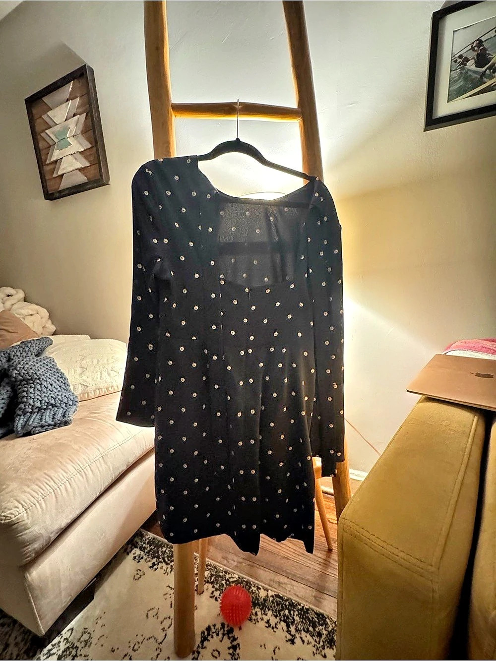 Blue Polka Dot Mini Dress Like New